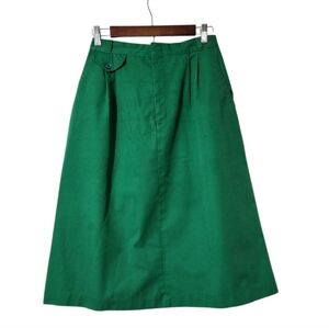 Vintage Silver Unicorn Kelly Green Midi A-Line Skirt High Waist Mod